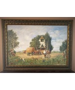 Oil Painting on Canvas sgd. Becker Farm Scene Framed Early 20th C. Beauty! - £293.64 GBP