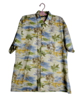 Pierre Cardin Button Down Hawaiian Palm Tree Short Sleeve Shirt Mens Siz... - $19.79