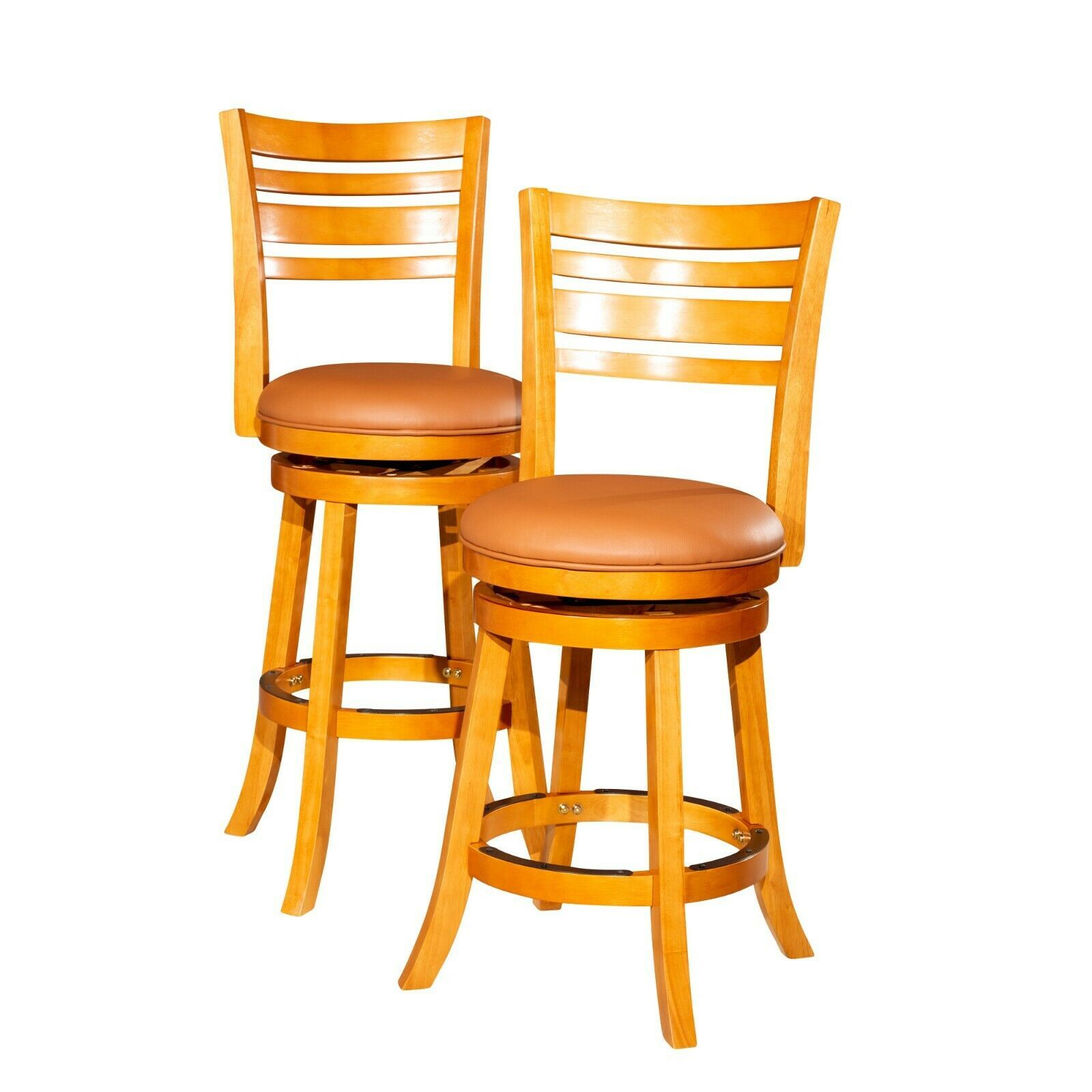 DTY Indoor Living Granby Leather 4-Slat Back Swivel Stool, 30" Bar Stool or 24”