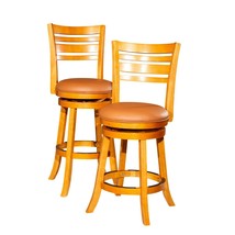 DTY Indoor Living Granby Leather 4-Slat Back Swivel Stool, 30&quot; Bar Stool... - $187.06+