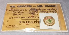 Mr Pickle Rite Envelope and Premium Pin Back Button 1 inch Advertise Pul... - £10.19 GBP