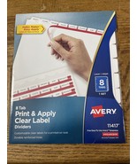Avery 8 Tab Print And Apply Clear Label Dividers - £6.21 GBP
