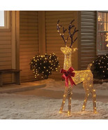 5&#39; PRE- LIT LED GOLDEN THREAD MAGESTIC REINDEER ANIMATED TURNING HEAD SC... - $295.30 CAD