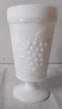 Anchor Hocking Milk Glass Stemmed Goblet Grape Leaves 8oz Water Milk Rep... - £7.78 GBP