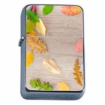 Wood Leaves Flip Top Oil Lighter Em4 Smoking Cigarette Silver Case Included - £7.17 GBP