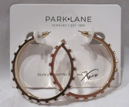 PARK LANE Sparkle Box exclusive RAELYNN Earrings 1 3/4" hoops white glitter gold - £29.38 GBP