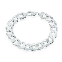 Rhodium Plated Sterling Silver 13.8mm Cuban Linked Chain Bracelet 9&#39;&#39; - £378.31 GBP