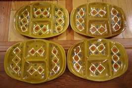4 Vtg Italian Mid Century Modern Painted Glazed Ceramic Cocktail Plates ... - $49.99