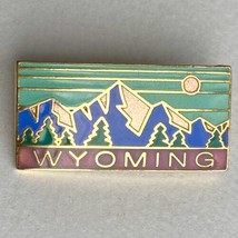 Wyoming Colorful Landscape Enamel Pin Blue Green Purple Mountain Souvenir Brooch - £11.94 GBP