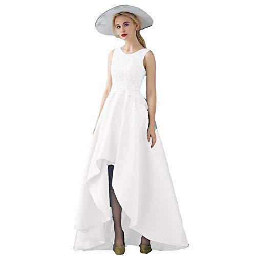 Kivary Women Beaded Lace High Low Sheer Top Prom Homecoming Formal Dress White U