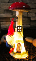 Whimsical Garden Gnome By Toadstool Mushroom Home LED Courtesy Light Fig... - $34.99