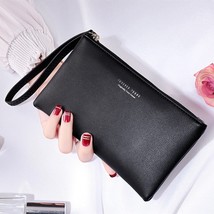 Large capacity ladies long soft leather wallet zipper clutch bag ladies simple K - £12.64 GBP