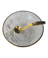 Vintage Clear Glass Pinecone Dessert Bowl Gold Rim Serving Dish - $15.30