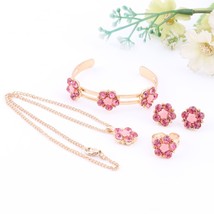 Best Gift  Gold Color Flower Pendant Necklace Earring Set /Children&#39;s Gift Jewel - £17.21 GBP