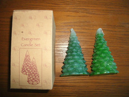 NEW Ewe&#39;s View Evergreen Candle Set of 2 glittery Christmas trees green ... - $7.50