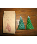 NEW Ewe&#39;s View Evergreen Candle Set of 2 glittery Christmas trees green ... - £5.97 GBP