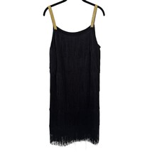 Roaring 20s Flapper Mini Dress Fringe Black Gold Size XL Party Retro Coc... - $557.81 MXN