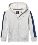 MSRP $48 Nautica Boys&#39; Zip Up Fleece Hoodie Sweatshirt, Grey/Navy Stripe... - £23.66 GBP