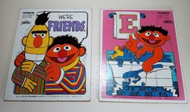 1970’s Playskool Sesame Street Muppets Wooden Puzzles Ernie Bath & We’re Friends - $12.82