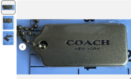 2.00&quot; COACH NEW YORK GOLD w black name Heavy METAL BAG TAG KEY CHAIN HAN... - $35.61