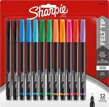 Sharpie Pens, Felt Tip Pens, Fine Point (0.4Mm), Assorted Colors, 12 Count - £25.67 GBP