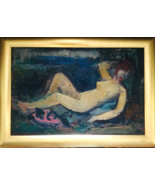 Karl Stachelscheid - Signed Oil on Canvas, Recumbent Woman,  Framed - $404.30 CAD