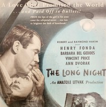 1946 Long Night Henry Fonda Vincent Price Film Advertisement Laminated HM2B - $29.99