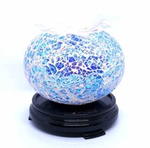 Blue Cracked Glass Design Globe Aroma Oil and Melt Warmer Diffuser On Di... - $29.05