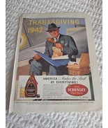 Whiskey Alcohol Schenley Vintage Print Ad Thanksgiving 1942 - $13.54 CAD