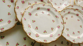 12 Antique Chintz Rosebud Redfern Drakeford R and D Bone China Dessert Plates R&amp; - £112.25 GBP