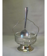 Bon Bon Silver Tone Candy Nut Relish Bowl Glass Insert With Spoon &amp; Stand  - $14.99