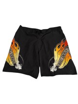 Vtg Big Dogs Mens 3X Black Flame Print Moto Board Shorts Unlined 90s - $26.60
