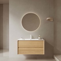 BRON 36&quot; Floating Vanity: Modern Oak Bathroom Storage - £491.21 GBP