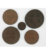 1812-1892 Russia Empire 5-Coin Set Tsar Alexander i/II/III &amp; Nicholas I/ii - £55.32 GBP