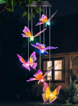 Butterfly Wind Chimes, Solar Wind Chimes/Wind Chimes for outside Color C... - $17.03