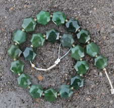 Natural 20 pieces faceted nephrite jade gemstone hexagon beads, 10x12 mm, sale,  - £57.41 GBP