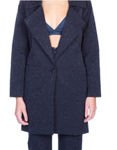 For Love &amp; Lemons Womens Coat Jacquard Straight Navy Blue S - £146.03 GBP