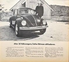 VOLKSWAGEN-Father Bittman Still Believes-St Anthony&#39;s 1968 Vintage Print Ad - $188.73 MXN