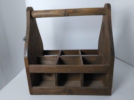 Wood Bottle Caddy Handcrafted 6 Pack Bottle Carrier With Handle - Bottle... - $22.02