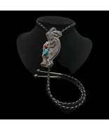 Native American Style Sterling Silver Kokopelli Bolo Tie W/ Turquoise Co... - £260.42 GBP