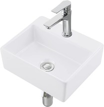 White Rectangle Porcelain Ceramic Above Counter Vessel Sink With One, Va... - $77.97