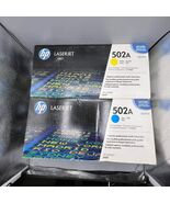 Lot of 2 HP Original Laserjet 3600 502A Toner Cartridge Cyan and Yellow - $82.20 CAD