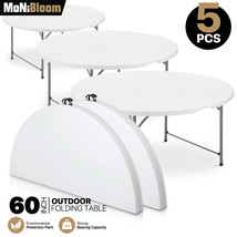 5 Pack White[5 Ft Foldable Round Table]Party Portable Camping Picnic Dining Desk - £1,180.09 GBP