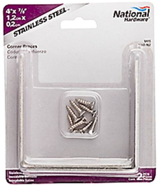 National Hardware® N348-862 Corner Brace, Stainless Steel, 4&quot; x 7/8&quot;, V415 - $8.91