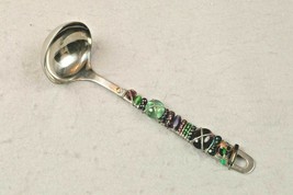 Stainless Steel Purple Plum Green Glass Bead Wire Wrapped Utensil Small Ladle - £7.48 GBP