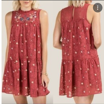 Francesca&#39;s Mini Dress Size L Miami Phoenix Sleeveless Embroidered Lace ... - £27.16 GBP