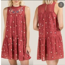 Francesca&#39;s Mini Dress Size L Miami Phoenix Sleeveless Embroidered Lace ... - £27.13 GBP