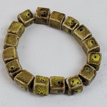 Vintage Estate Green Ceramic Beads Stretchy Bracelet - $16.83