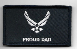 Proud Air Force Dad 2 X 3 Embroidered Uniform Shirt Black Patch Hook Loop - $28.99