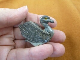 (Y-SWA-26) SWAN GRAY baby bird carving SOAPSTONE gem stone figurine I lo... - $8.59